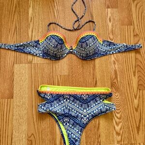 Victoria's Secret Blue and Neon Bikini 34C, bottom S